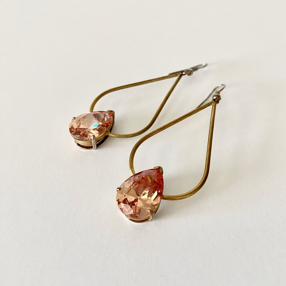 Gold and Pink Crystal Earrings
